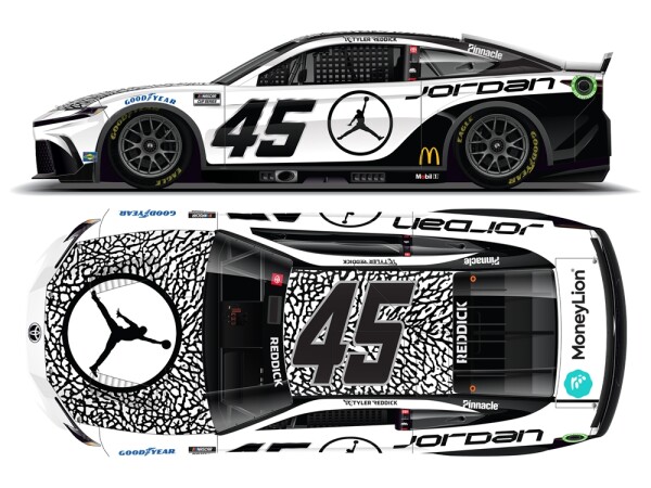Tyler Reddick #45 NASCAR 2024 23XI Toyota Jordan Brand White 1:24 Color Chrome