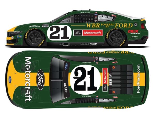 Josh Berry #21 NASCAR 2025 WBR Ford Motorcraft Throwback 1:24