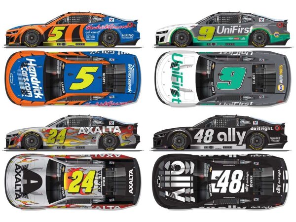 Hendrick Motorsports NASCAR 2025 Chevrolet Darlington Throwback 4 Pack 1:64