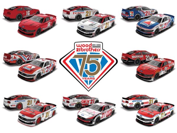 Wood Brothers Racing 75th Anniversary 8 Car Set 1:64