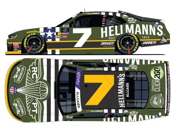 Justin Allgaier #7 NASCAR 2025 JRM Chevrolet Hellmanns RCPT Salutes 1:64