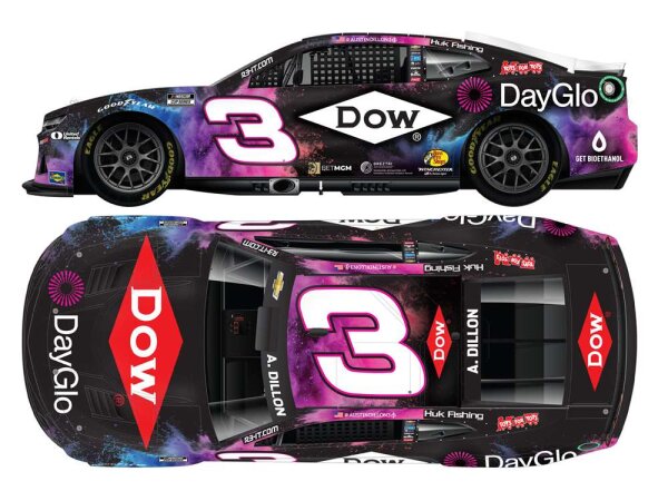 Austin Dillon #3 NASCAR 2025 RCR Chevrolet Dow DayGlo 1:64