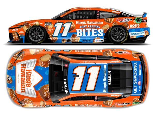 Denny Hamlin #11 NASCAR 2025 JGR Toyota Kings Hawaiian Soft Pretzel Bites 1:64