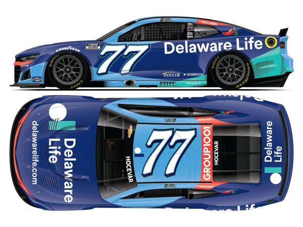 Carson Hocevar #77 NASCAR 2025 SM Chevrolet  Delaware Life 1:24 Color Chrome