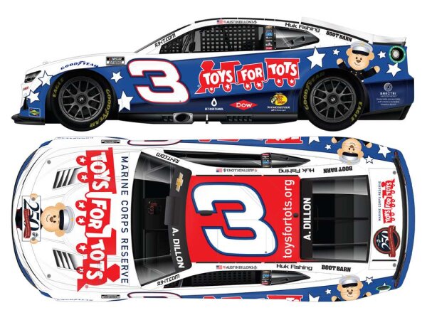 Austin Dillon #3 NASCAR 2025 RCR Chevrolet Toys For Tots 1:64