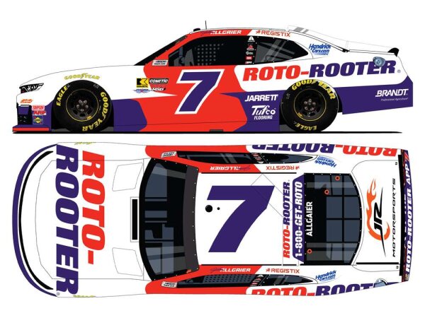 Justin Allgaier #7 NASCAR 2026 JRM Roto-Rooter 1:24