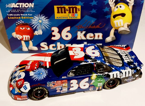 Ken Schrader #36 NASCAR 2001 Pontiac MBVMS M&M 4th July 1:24