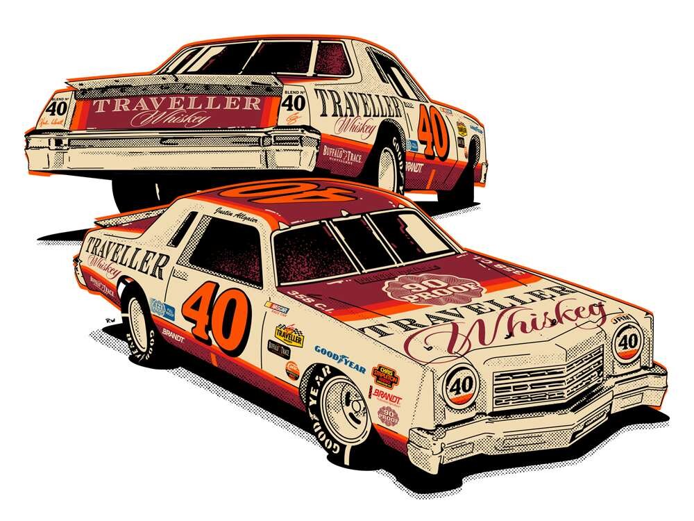 70s sears ファブリック　NASCAR大判シーツ　RACE USA製 Justin Allgaier 2026 NASCAR Traveller Whiskey '78 Fantasy 1:24