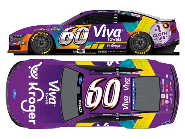 Ryan Preece #60 NASCAR 2026 RFKR Ford Kroger Viva Tribute 1:24 Color Chrome