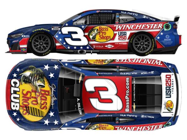 Austin Dillon #3 NASCAR 2026 RCR Chevrolet Bass Pro Shops Winchester Patriotic 1:24