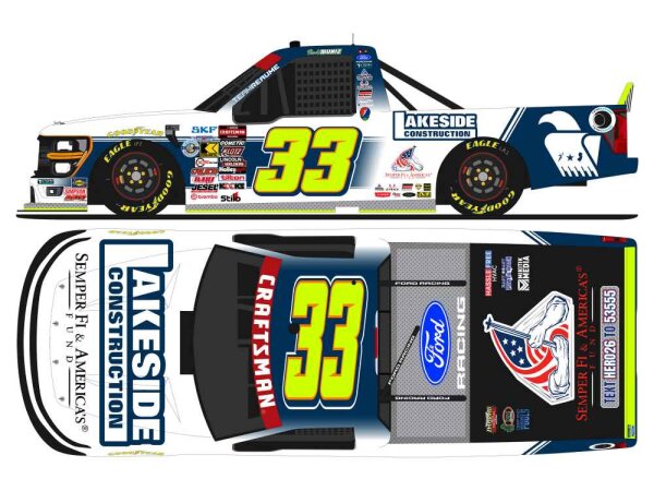 Frankie Muniz #33 NASCAR 2026 Ford TR Lakeside Construction 1:64