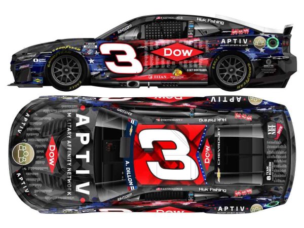 Austin Dillon #3 NASCAR 2026 RCR Chevrolet Dow Salutes to Veterans 1:64