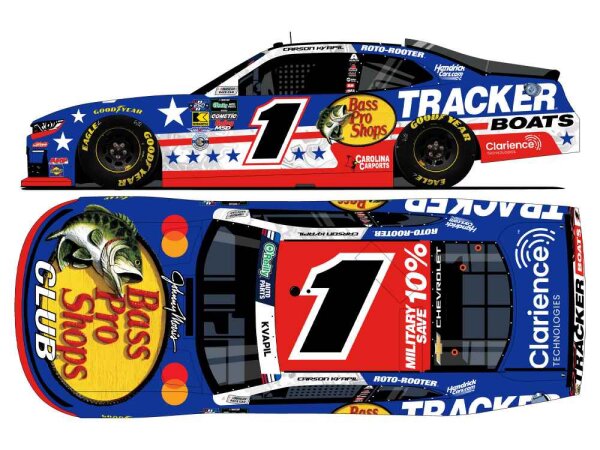 Carson Kvapil #1 NASCAR 2026 Bass Pro Shops Tracker Boats Patriotic 1:64