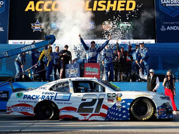 Austin Hill #21 NASCAR 2026 1-800-PACK-RAT Patriotic San Diego Race Win 1:24
