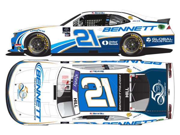 Austin Hill #21 NASCAR 2024 RCR Chevrolet Bennett Transportation 1:24