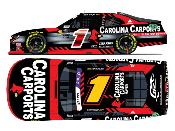 Sam Mayer #1 NASCAR 2024 Chevrolet JRMS Carolina Carports 1:64