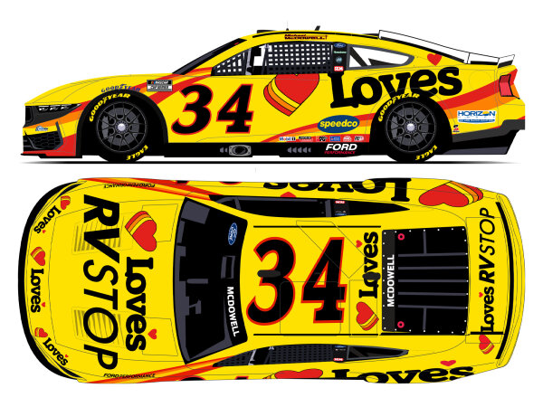 Michael McDowell #34 NASCAR 2024 FRM Ford Loves RV Stop 1:64 Color Chrome